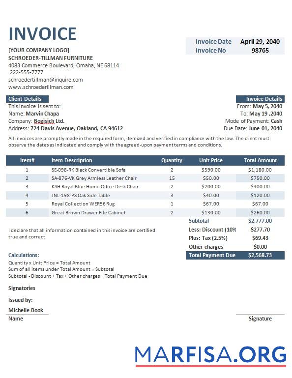 Printable Free Invoice Financing Startup example